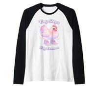 Tiny Steps Big Dreams Cute Chicken Aesthetic Motivational Raglan Baseball Tee