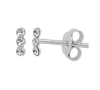 Tiny Sterling Silver Triple Clear CZ Stud Earrings
