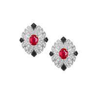 Tiny Stud Earrings for Women, Earrings for Women Fun with 1.35ct Pigeon Blood Ruby 18K White Gold