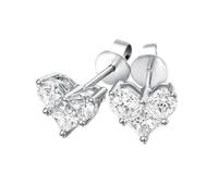 Tiny Stud Earrings for Women, Trendy Earrings Heart with 1.2ct Princess-Shape Created Diamond 14K White Gold