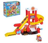 Tiny Teamsterz Beep & Go Fire Station HQ Playset for Kids | Includes 1 Free-Wheeling Fire Engine | Lights & Sounds | Rescue Toy for Toddlers | Emergency Vehicle Play | Ages 1-4 Years