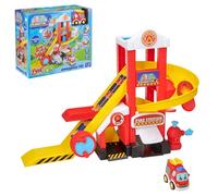 Tiny Teamsterz Beep & Go Fire Station HQ Playset for Kids | Includes 1 Free-Wheeling Fire Engine | Lights & Sounds | Rescue Toy for Toddlers | Emergency Vehicle Play | Ages 1-4 Years