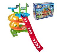Tiny Teamsterz Raceway | Includes 1 Soft Touch Car | Featuring A Helicopter Pad, Parking And Two Different Toy Car Ramps | Kids Playset Toy Vehicles Great | Car Ramp Toy | Toys for Boy And Girls 12M+.