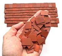 Tiny Tiles 250 Pieces 1:12th Scale Dolls House Miniature Styrene Roof Tiles in Terracotta