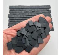 Tiny Tiles 250 Pieces 1:24th Scale Dolls House Miniature Styrene Roof Tiles in Slate Grey