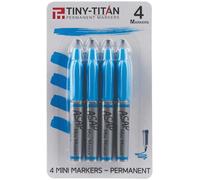 Tiny-Titan Mini Markers, Mini Markers, Keychain Clip, Golf Ball Marker, Clip On Nurse's Badge - Turquoise Ink, Fine Point - 4 Pens Per Pack