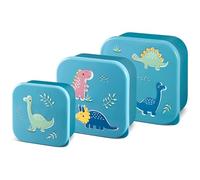 TINY TO TOTS BABY TO TODDLER Nesting Snack Pots for Kids, Blue Dino Snack Boxes Pack of 3 Microwave Safe BPA Free, Perfect for Snacks On The Move, Food Storage Containers (Dino Nested Boxes)