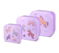 TINY TO TOTS BABY TO TODDLER Nesting Snack Pots for Kids, Purple Unicorn Snack Boxes Pack of 3 Microwave Safe BPA Free, Perfect for Snacks On The Move, Food Storage Containers (Unicorn Nested Boxes)