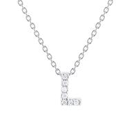 Tiny Treasures 18ct White Gold 0.03ct Love Letter L Necklace