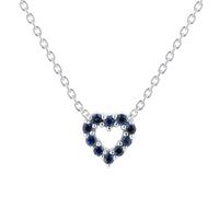 Tiny Treasures 18ct White Gold 0.10ct Diamond & 0.10ct Sapphire Heart Necklace