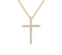 Tiny Treasures 18ct Yellow Gold 0.10ct Diamond Cross Necklace