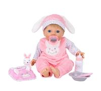 Tiny Treasures Feed & Play Bunny Baby Doll Set - 44cm