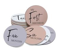 Tiny Trees Baby Milestone Discs - 7 Double-Sided Monthly Milestone Cards for Newborn Photos - Gender Neutral Baby Keepsake Gift - Durable, Tear-Resistant Baby Photo Props - 0-12 Months
