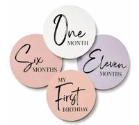 Tiny Trees® Baby Milestone Discs & Cards | 7 Double-Sided 0-12 Months | 14 milestone moments in one set | Double-sided baby milestone discs | Gender neutral newborn keepsake gift