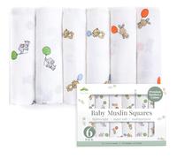 Tiny Trees Baby Muslin Cloths, 6 Pack 70cm x 70cm - Extra Soft Cotton Muslin Cloths for Baby - Absorbent, Breathable & Gentle Muslin Squares for Newborns, Swaddle Blanket