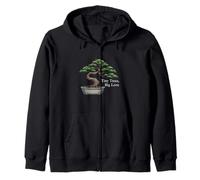 Tiny Trees Big Love Bonsai Tree Plant Lover Art Zip Hoodie