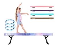 TINY TUMBLERS Gymnastics Beam For Kids - Advanced Adjustable Gymnastics Equipment For Children at Home - High and Low Beam - Faux Suede, Five Height Levels - Flexibility Strap Included