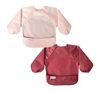 Tiny Twinkle Long Sleeve Bib for Babies & Toddlers | 2-Pack Waterproof Smock Bib for Eating | Machine Washable & Mess-Proof Feeding Essentials | Newborn Shower Gift (Rose Burgundy,2-4Y)
