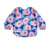 Tiny Twinkle Mess Proof Baby Bib,Waterproof Smock Baby Bib for Eating,Machine Washable Long Sleeve Bib,Baby Led Weaning,Toddler Bib,BLW Supplies(Floral Blue, Small 6-24 Months)