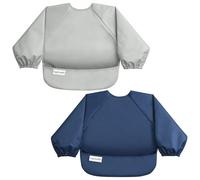 Tiny Twinkle Mess Proof Baby Bibs, 2-Pack, Gray Indigo, Small 6-24 Month