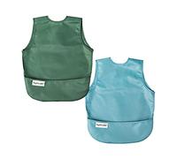 Tiny Twinkle Mess Proof Baby Bibs | 2 Pack Waterproof Toddler Bib for Eating | Baby Apron for Feeding, Machine Washable, Perfect Shower Gift (Slate Olive, 2-4Y)