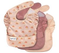 Tiny Twinkle Mess Proof Baby Bibs, 3-Pack, Small 6-24 months | Waterproof Baby-Led Weaning Apron | 100% Recycled Polyester, Easy to Clean & Machine Washable Long Sleeve Bibs