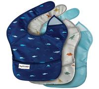Tiny Twinkle Mess-Proof Baby Bibs for Mealtime, 3 Pack, Sea, Dino