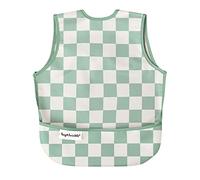 Tiny Twinkle Mess Proof Baby Bibs - Waterproof Baby-Led Weaning Apron | 100% Recycled Polyester, Easy to Clean & Machine Washable Toddler Bibs (Green Plaid, Large 2-4 years)