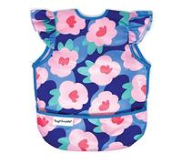 Tiny Twinkle Mess Proof Baby Bibs - Waterproof Baby-Led Weaning Apron | 100% Recycled Polyester, Easy to Clean & Machine Washable Toddler Bibs (Blue Floral Pattern, Large 2-4 years)