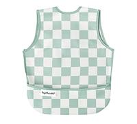 Tiny Twinkle Mess Proof Baby Bibs - Waterproof Baby-Led Weaning Apron | 100% Recycled Polyester, Easy to Clean & Machine Washable Toddler Bibs (Green Plaid, Small 6-24 months)