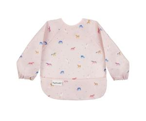 Tiny Twinkle Mess Proof Baby Bibs - Waterproof Baby-Led Weaning Apron | 100% Recycled Polyester, Easy to Clean & Machine Washable Long Sleeve Bibs (Unicorn Confetti, Small 6-24 Months)