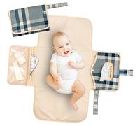 Tiny Twinkle Portable Diaper Changing Pad | Waterproof, Wipeable & Compact Baby Changing Pad for Travel | Smart Wipes Pocket & Organized Storage| Newborn Shower Gift (Gingham)