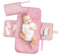 Tiny Twinkle Portable Diaper Changing Pad | Waterproof, Wipeable & Compact Baby Changing Pad for Travel | Smart Wipes Pocket & Organized Storage| Newborn Shower Gift (Toile)