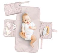 Tiny Twinkle Portable Diaper Changing Pad | Waterproof, Wipeable & Compact Baby Changing Pad for Travel | Smart Wipes Pocket & Organized Storage| Newborn Shower Gift (Bows)