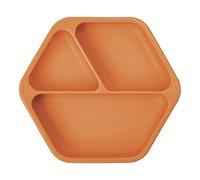 Tiny Twinkle Silicone Suction Baby Plate, Suction Grip Divided Dish for First Foods and Self-Feeding Toddlers, Baby Led Weaning Supplies for Independent Eating (Cinnamon Plate)