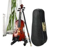 Tiny Violin - Display Violin with Wooden Body, Sound Playing Collector's Figure, Finely Crafted Resin Body, Small Decorative | Perfect Novelty for Bedside Table, Bookcase, Workplace