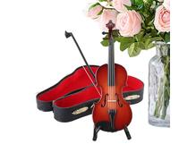 Tiny Violin Figurine - 10-20cm Handcrafted Violin Keychain, Realistic Sound Keychain With Leather Case, Stand & Bow | Wooden Smallest Novelty Music Figurine For Musicians Fans Art Lover Holiday