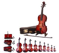 Tiny Violin Figurine,The Worlds Smallest Miniature Musical Instrument with Bow Stand Box,Replica Collectible mini Violins for Home Decoration Display Ornament,Funny Novelty Gag Gift (9cm/3.54in)