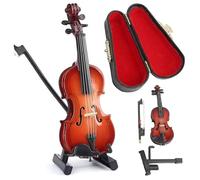 Tiny Violin, Playable Tiny Violin Figurine Wooden Musical Instrument Replica with Bow & Case Sob Story Gag Present & Desk Decoration, 5.5 inch, Home Accessories