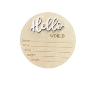Tiny Welcome Sign Round Wooden Wood Welcome Announcement Name Sign | Birth Custom Designed New Name Wood Slab Birth Announcement Room Decor for Photo Props Shower Hospital Room