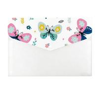 Tiny Wildflowers Plastic Folders, Clear Plastic Folders, Important Document Folder, School Stuff Small Wallets, A4 Files A4 with Snap Button, Pockets for School Office Home Travel