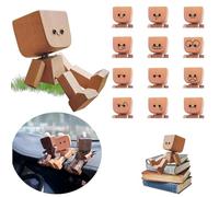 Tiny Wooden Shaking Man, Shaking Wooden Man Figurine For Car Dashboard, Shake Your Feet Happily Wood Toy, Charming LittleWooden Figure That Sways With 12pcs Magnetic Expressions