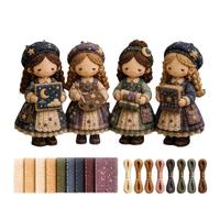 Tiny Worlds Collection - Patchwork DIY Kit Series, Sewing Craft Kit for Beginners, Handmade Fabric Character Project with Pre Cut Materials, Illustrated Guide, Decorative Display Piece (#E)