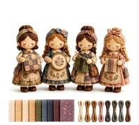 Tiny Worlds Collection - Patchwork DIY Kit Series, Sewing Craft Kit for Beginners, Handmade Fabric Character Project with Pre Cut Materials, Illustrated Guide, Decorative Display Piece (#C)