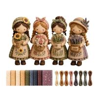 Tiny Worlds Collection - Patchwork DIY Kit Series, Sewing Craft Kit for Beginners, Handmade Fabric Character Project with Pre Cut Materials, Illustrated Guide, Decorative Display Piece (#A)