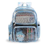 TINYAT Clear Backpack for Stadium Approved 12x6x12 School Transparent Backpacks for Women Men Large See Through Bag PVC Clear Stadium bag