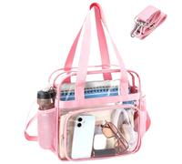 TINYAT Clear Bag for Stadium Events,12x6x12 Clear Tote Bag with Zipper | Clear Crossbody Purses Transparent Shoulder Bags Large Stadium Bag for Sports Concert and Work