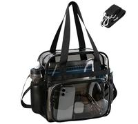 TINYAT Clear Bag for Stadium Events,12x6x12 Clear Tote Bag with Zipper | Clear Crossbody Purses Transparent Shoulder Bags Large Stadium Bag for Sports Concert and Work