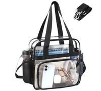 TINYAT Clear Bag for Stadium Events,12x6x12 Clear Tote Bag with Zipper | Clear Crossbody Purses Transparent Shoulder Bags Large Stadium Bag for Sports Concert and Work