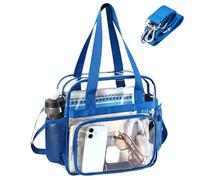TINYAT Clear Bag for Stadium Events,12x6x12 Clear Tote Bag with Zipper | Clear Crossbody Purses Transparent Shoulder Bags Large Stadium Bag for Sports Concert and Work